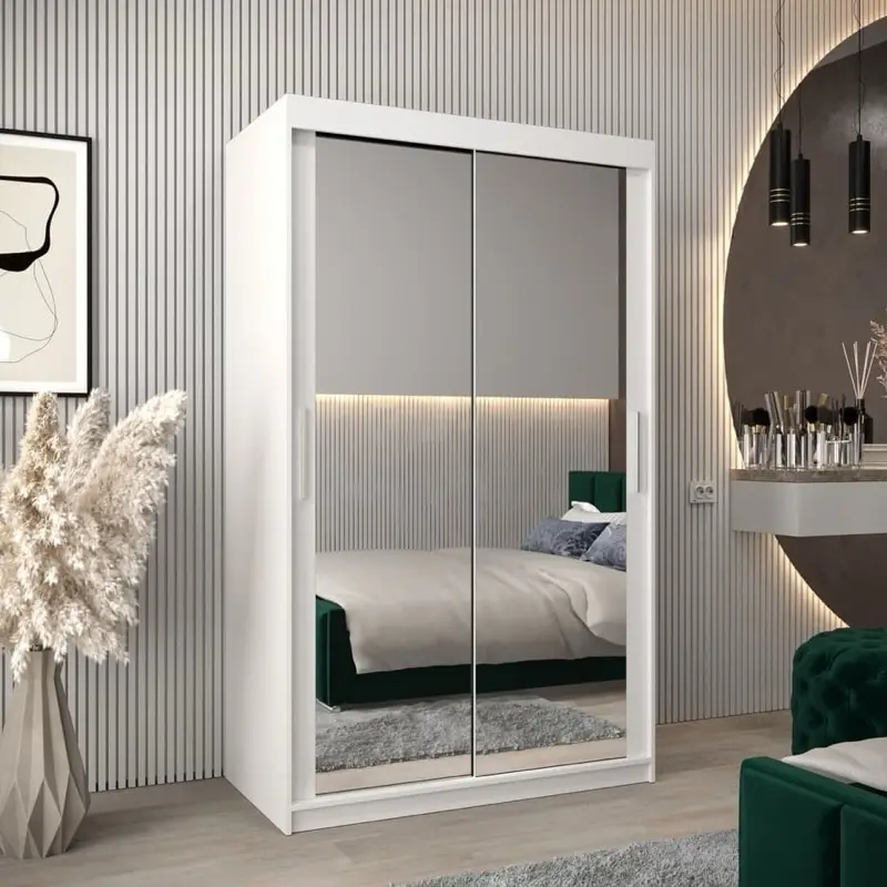 YHI CHICAGO 2&3 Sliding Doors Wardrobe White MATT FINISH 5 Sizes 120cm-250cm Modern Bedroom Storage Double Mirror Doors - Image 10