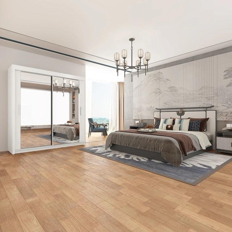 YHI CHICAGO 2&3 Sliding Doors Wardrobe White MATT FINISH 5 Sizes 120cm-250cm Modern Bedroom Storage Double Mirror Doors - Image 4